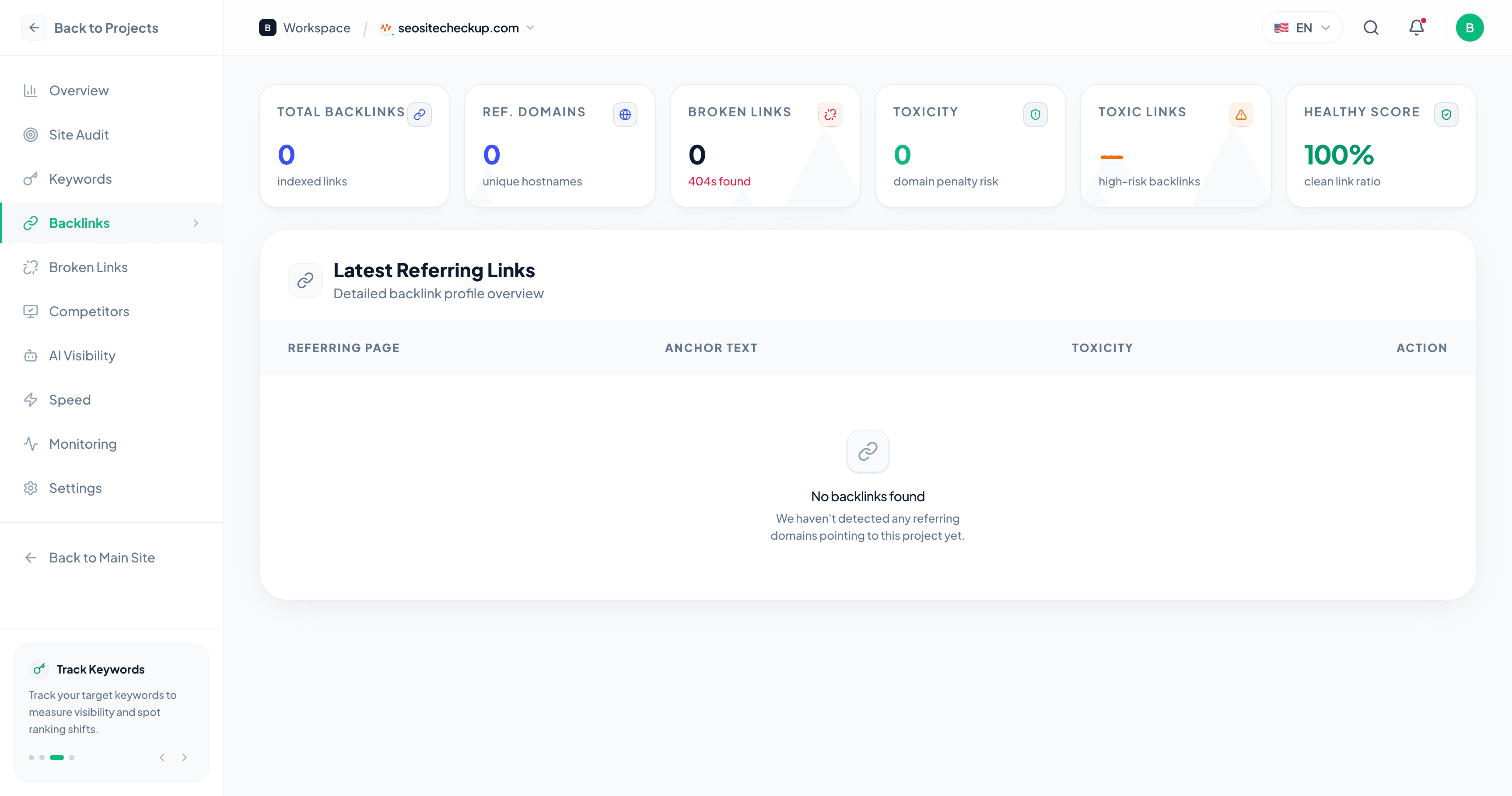 Backlink Profile Dashboard
